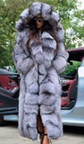 Genuine Fox Fur Coat with Hoodie "Signature"-Fur coats-Pisani Maura-Pisani Maura