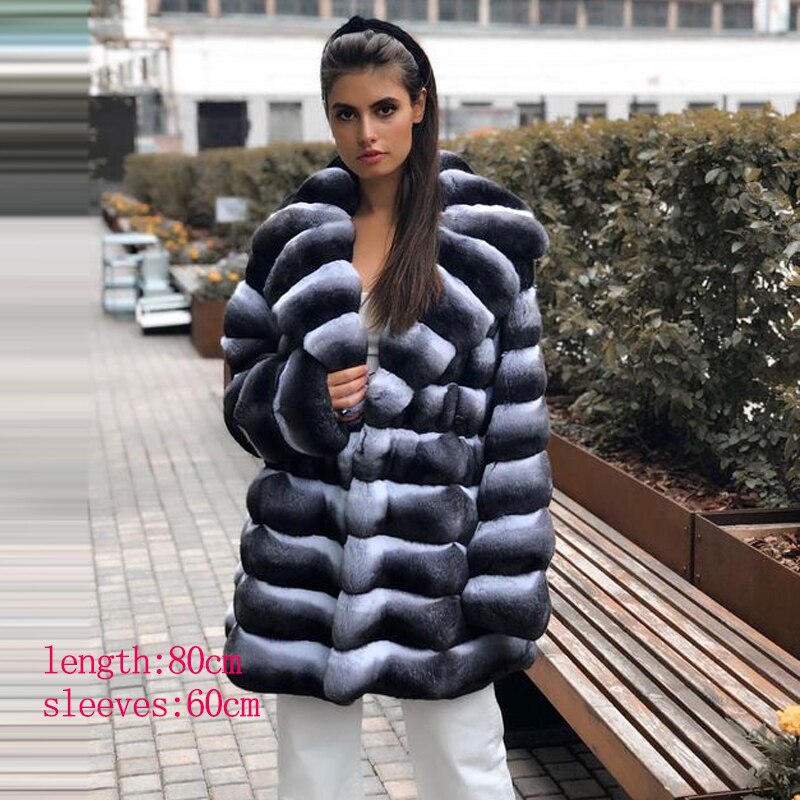 Chinchilla Fur Coat with Hoodie "Elegance"-Fur coat-Pisani Maura-RB-072-S-Pisani Maura