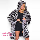 Chinchilla Fur Coat with Hoodie "Elegance"-Fur coat-Pisani Maura-RB-089-5XL-Pisani Maura