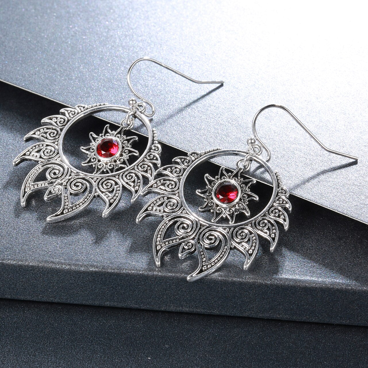 Silver Earrings "Native"-Jewelry-Pisani Maura-Red-Pisani Maura