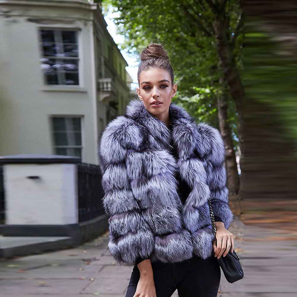 Fox Genuine Fur Coat "Original"-Fur coat-Pisani Maura-silver fox 60-S-Pisani Maura