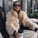 Fox Genuine Fur Coat "Original"-Fur coat-Pisani Maura-Khaki 60-S-Pisani Maura