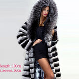 Chinchilla Fur Coat with Hoodie "Elegance"-Fur coat-Pisani Maura-RB-111-5XL-Pisani Maura