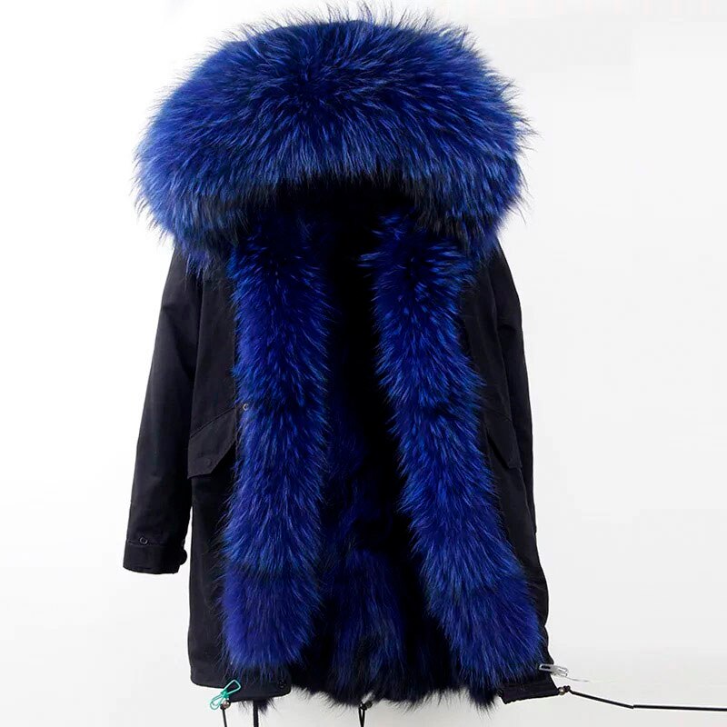 Fox Parka "Stylish"-Fur parka-Pisani Maura-black blue fur-S-Pisani Maura