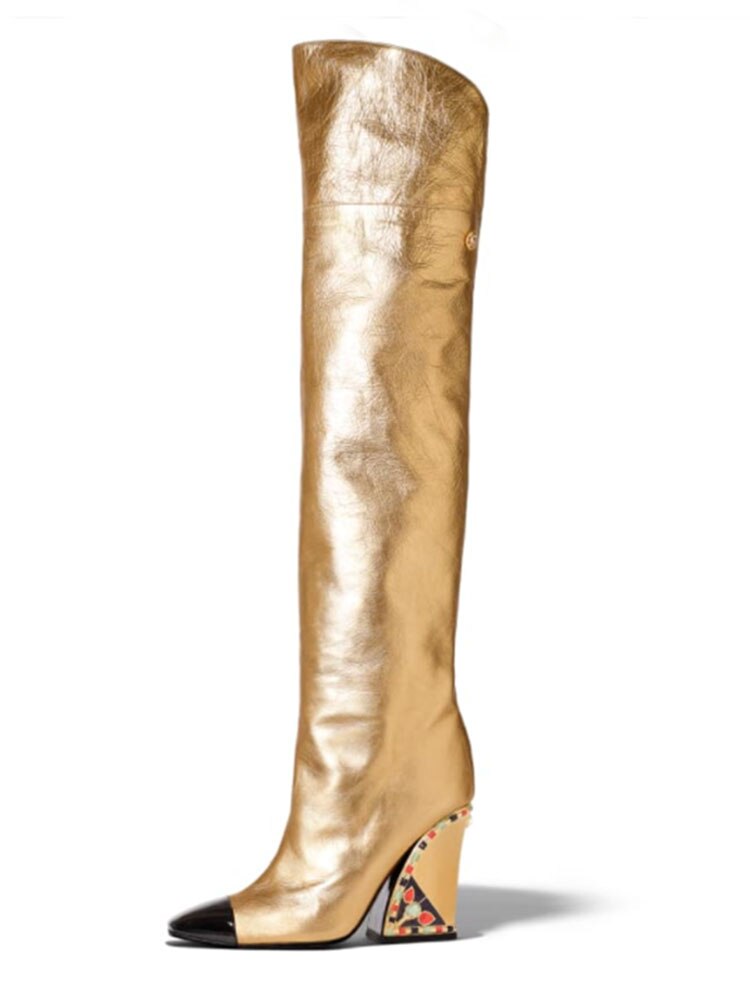 Boots Hi- Wedge "All over"-Boots-Pisani Maura-gold jeweled heel-35-Pisani Maura