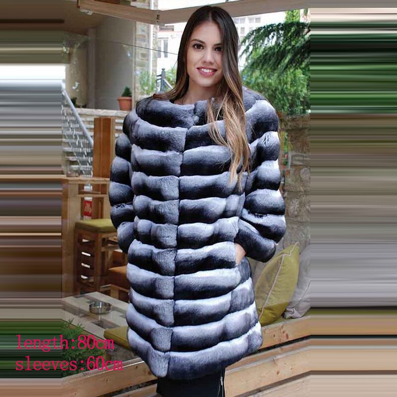 Chinchilla Fur Coat and Hoodie "Elegance"-Fur coat-Pisani Maura-RB-043-4XL-Pisani Maura