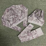 Yoga 3 pieces Suit "Camouflage"-Sport clothing-Pisani Maura-purple set 3pcs-S-China-Pisani Maura
