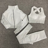 Yoga 3 pieces suit "Original"-Sport clothing-Pisani Maura-gray set 3pcs-S-China-Pisani Maura