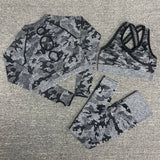 Yoga 3 pieces Suit "Camouflage"-Sport clothing-Pisani Maura-black set 3pcs-S-China-Pisani Maura