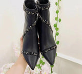 Boots Mid-Heels "Choker"-Boots-Pisani Maura-black leather-35-Pisani Maura
