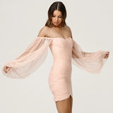 Shoulderless Lace Bandage Dress "Rose Garden"