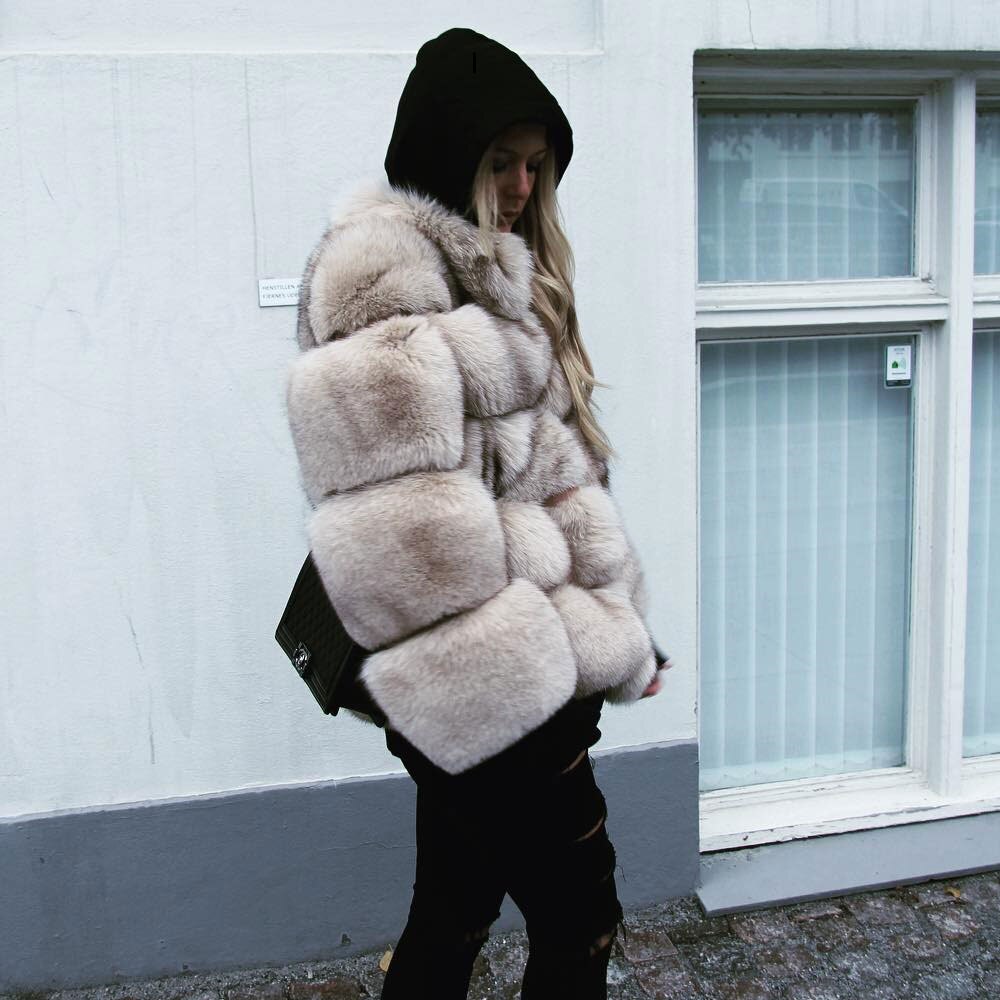Fox Genuine Fur Coat "Original"-Fur coat-Pisani Maura-beige 60-S-Pisani Maura