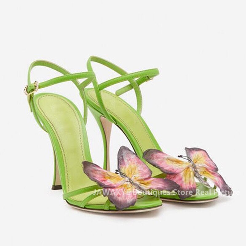Sandals Mid-heels "Butterfly"-Sandals-Pisani Maura-Green-35-Pisani Maura