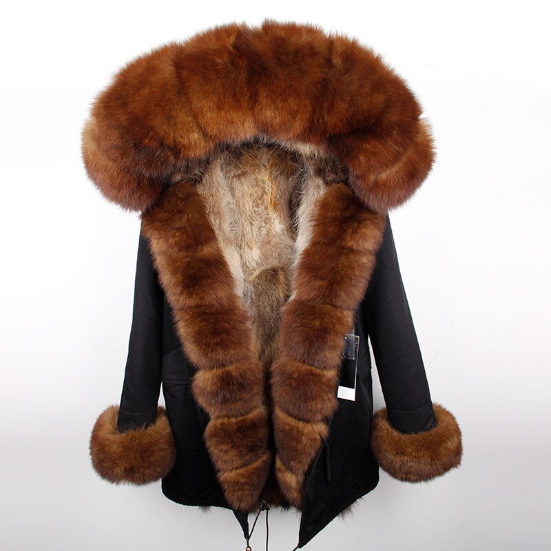 Fox Fur Genuine Long Parka "Passion"-Fur parka-Pisani Maura-black brown fur-S-Pisani Maura