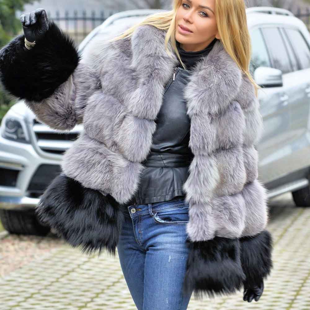 Fox Genuine Fur Coat "Original"-Fur coat-Pisani Maura-mix color 60-S-Pisani Maura