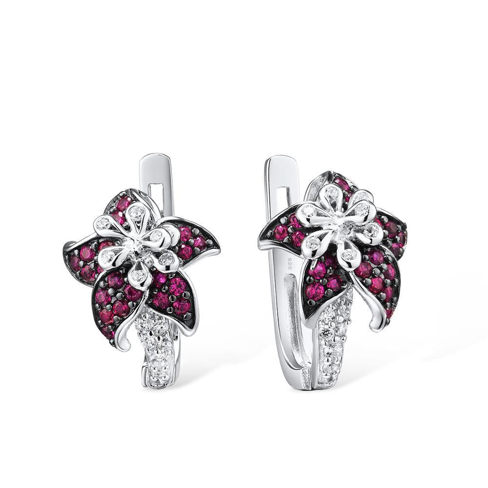 Silver Earrings "Flowers"-Jewelry-Pisani Maura-Pink color-Pisani Maura