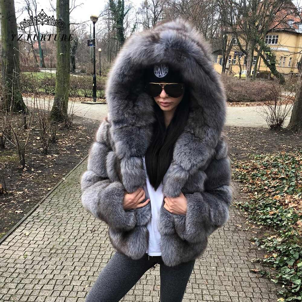 Fox Genuine Fur Coat and Hoodie "Rapper"-Fur coat-Pisani Maura-Pisani Maura