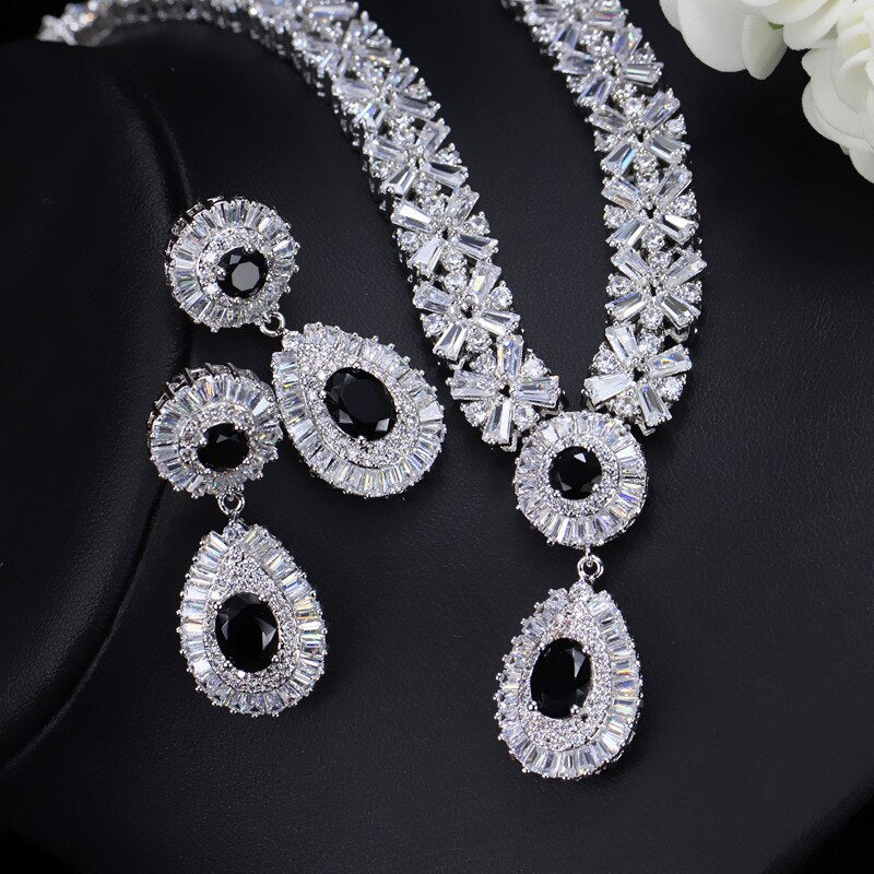 Necklace & Earrings Set "Rich"-Jewelry-Pisani Maura-Black-45 cm-Pisani Maura