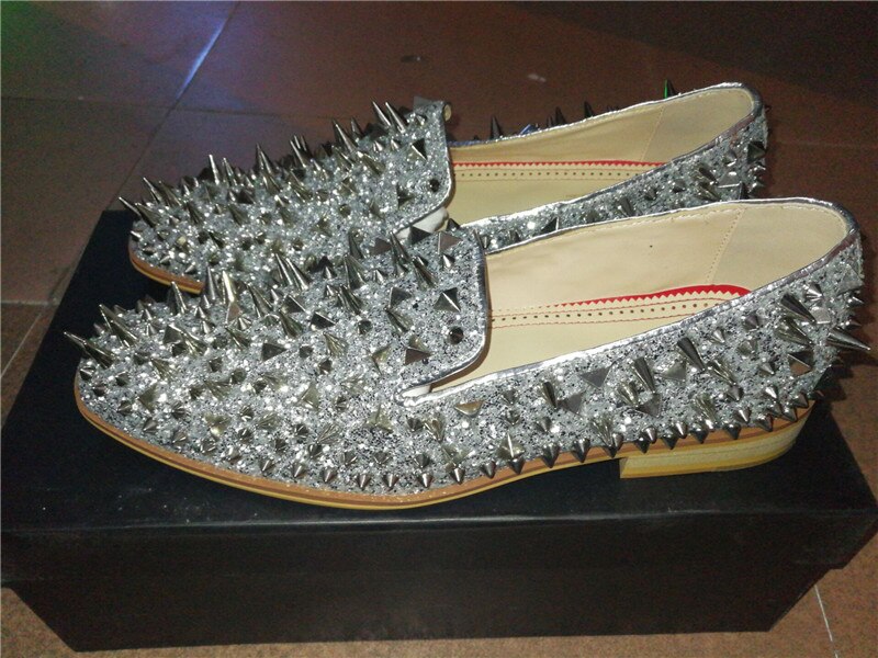 silver spiked dress shoes Mesa Silver Spiked Loafers