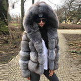 Fox Genuine Fur Coat and Hoodie "Rapper"-Fur coat-Pisani Maura-Pisani Maura