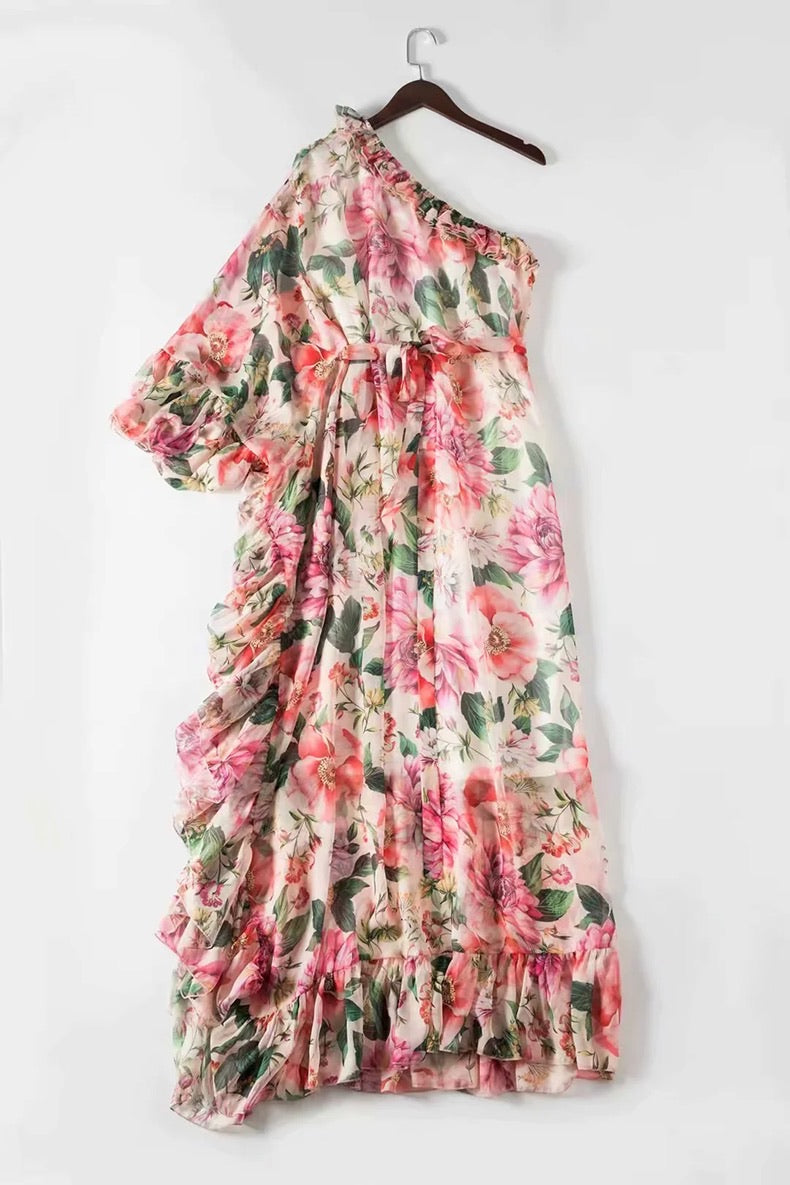 Chiffon Long Dress "Flowers"