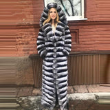 Chinchilla Fur Coat and Hoodie "Elegance"-Fur coat-Pisani Maura-Pisani Maura